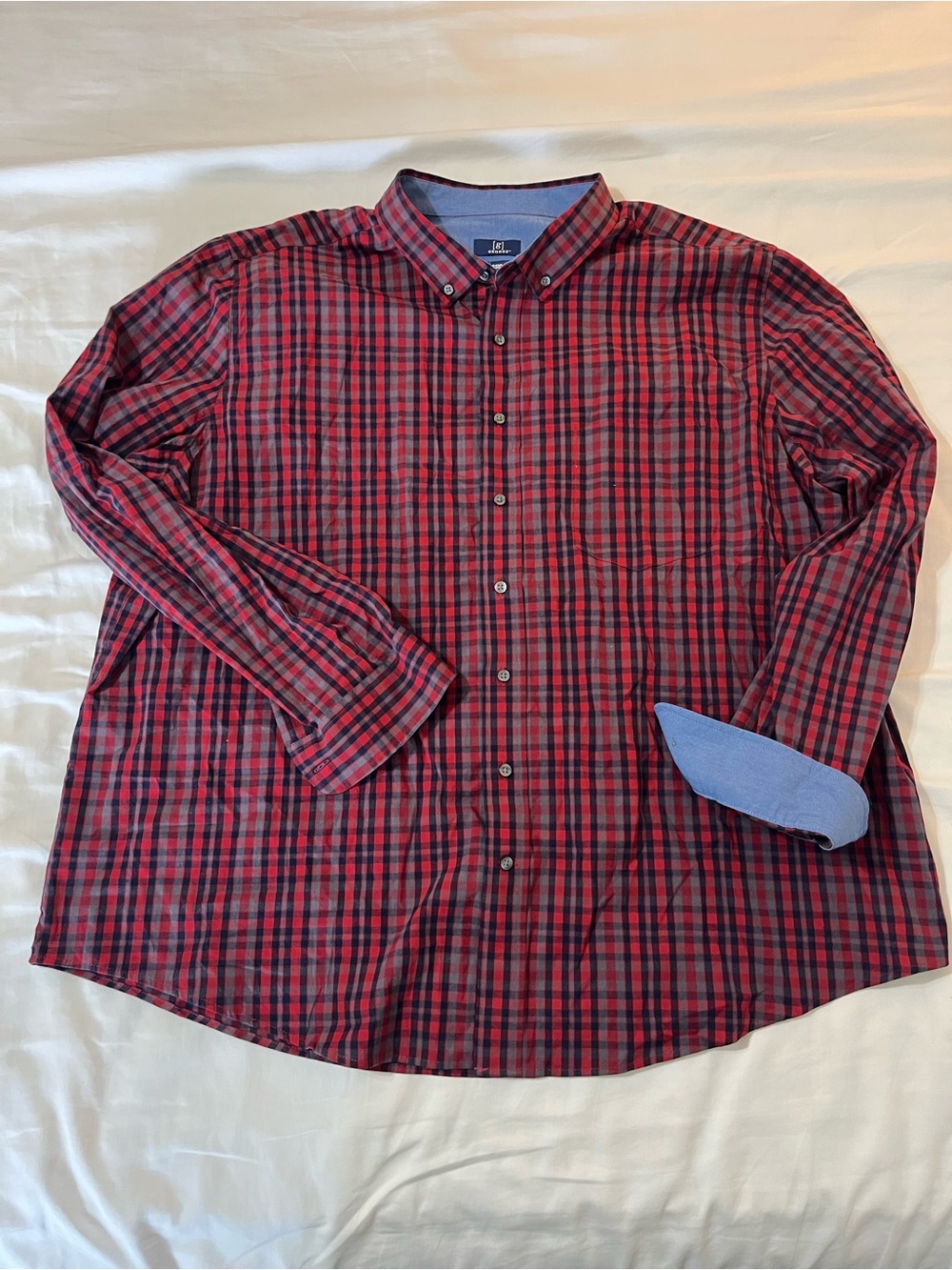 George Men’s Red and Black Plaid Button-Down Shirt